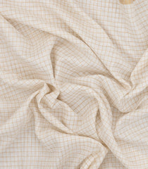 Off White Woven Linen Saree With Checks & Magenta Selvage-LI0702