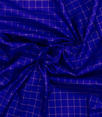Blue Handloom Kanchipuram 9 Yards Silk Saree With Zari Checks-KA15388