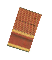 Maroon Handloom Silk Cotton Saree With Zari Checks-SC3689