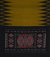 Dark Olive Handwoven Orissa Cotton Saree With Tie & Dye Pallu-OR0918