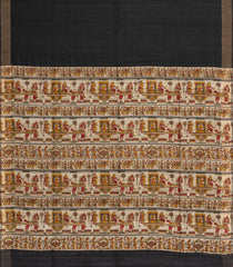 Black Handloom Dupion Silk Saree With Printed Pallu-DS0551