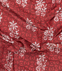 Red Printed Jaipur Cotton Saree With Floral Motifs-JC1494