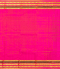 Dark Green Handloom Korvai Kanchipuram Silk Saree With Pink Border-KA15721