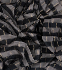 Black & Grey Handloom Soft Silk Saree With Dotted Stripes-SO4188