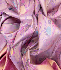 Lavender Handloom Kanchipuram Tissue Silk Saree With Meena Bird Motifs