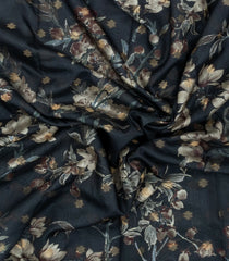 Black Printed Synthetic Dola Silk Saree With Zari Buttas & Border-SY0250