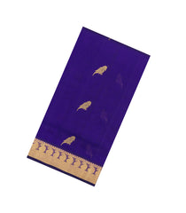 Purple Handloom Silk Cotton Saree With Buttas & Zari Border-SC4649