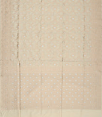 Beige Handloom Banarasi Silk Saree With Floral Vine Motifs-BE1515