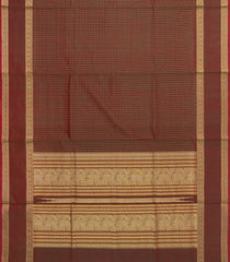 Maroon Handloom Silk Cotton Saree With Checks-SC4298