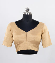 Cream Readymade Blended Tussar Blouse With Front Open Style-RB5214