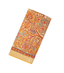 Mustard Woven Pure Silk Saree With Pashmina Printed Floral Motifs-PS0606