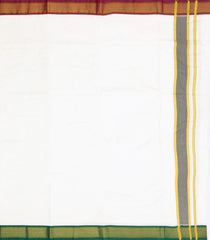 White Handloom Korvai Pure Silk 9 Yards Dhoti With 5 Yards Angavasthram-CD1549