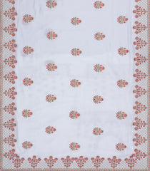 White Woven Synthetic Blended Saree With Embroidered Motifs-EN2058