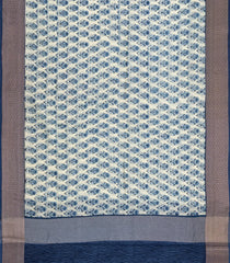 Dark Blue Printed Chanderi Cotton Saree With Zari Border-CC1587