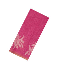 Magenta Printed Art Linen Saree With Geometric Motifs-SY0600