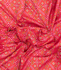 Peach Handloom Pochampally Ikat Silk Saree With Tie & Dye Motifs -IK0415