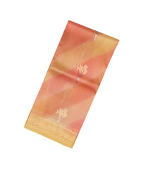 Peach Handloom Banarasi Organza Silk Saree With Floral Buttas-BE1587