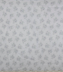 Off White Woven Blended Organza Saree With Printed Floral Motifs & Embroidered Selvage-EN1918