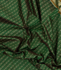 Green Handloom Silk Cotton Saree With Checks-SC4351