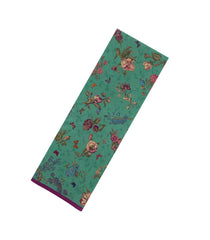 Sea Green Printed Crepe Silk Saree With Floral Motifs-PS0917