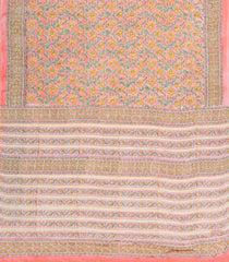 Baby Pink Printed Modal Silk Saree With Floral Motifs-PS0724