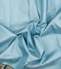 Light Blue Handloom Kanchipuram Silk Saree With Zari Checks-KA15358