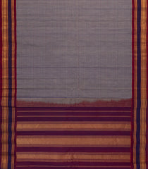 Grey Handloom Gadwal Silk Cotton Saree With Stripes-GA0333