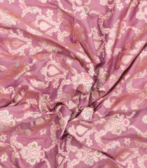 Dusty Pink Handloon Banarasi Silk Saree With Meena Floral Zari Motifs-BE1931