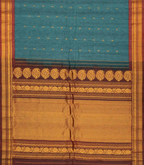 Indigo Handloom Gadwal Silk Cotton Saree With Buttas-GA0259