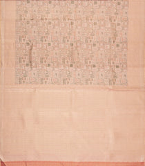 Light Peach Handloom Kanchipuram Silk Saree With Meena Floral Motifs-KA15533
