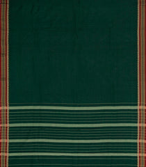 Bottle Green Woven Chirala Cotton Saree With Printed Blouse-CR1509