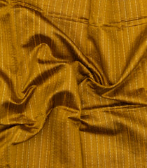 Oil Mustard Woven Dupion Silk Saree With Dotted Stripes-DS0636