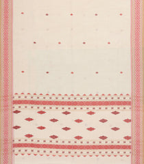 Off White Handwoven Bengal Cotton Saree With Floral Buttas-BG1510