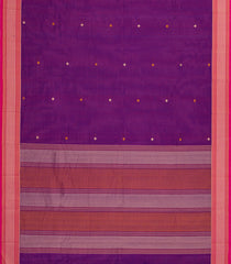 Purple Handloom Kanchi Cotton Saree With Diamond Buttas-KC1717