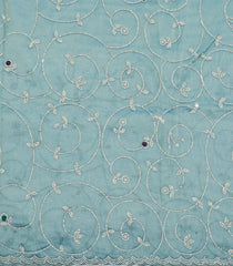 Turquoise Embroidered Synthetic Blended Saree With Sequin Work-EN2092