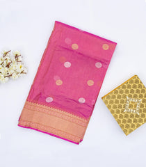 Peach Handwoven Banarasi Tissue Silk Saree With Chakaram Motifs