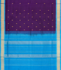 Dark Magenta Handloom Silk Cotton Saree With Buttas & Contrast Border-SC4464