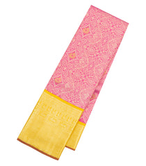 Pink Handloom Korvai Kanchipuram Silk Saree With Floral Zari Motifs-KA16140