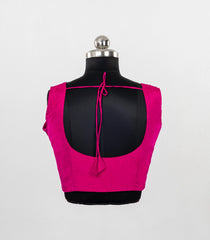 Hot Pink Readymade Sleeveless Blended Silk Blouse With Sweetheart Neck-RB5215