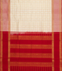 Cream Handloom Silk Cotton Saree With Checks & Buttas-SC4742