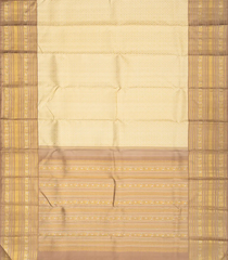 Cream Handloom Korvai Kanchipuram Silk Saree With Floral Jaal Motifs-KA13166
