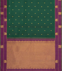 Dark Green Handloom Kanchipuram Silk Saree With Buttas-KA15241
