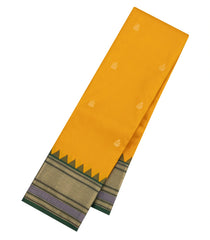 Mustard Handloom Korvai Kanchipuram Silk Saree With Zari Buttas-KA16159