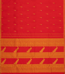 Red Handloom Kanchipuram Silk Saree With Muniya Buttas-KA13900