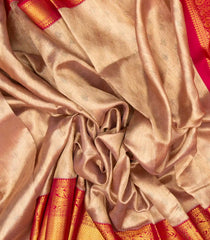 Gold Handloom Tissue Korvai Kanchipuram Silk Saree With Contrast Border-KA13109