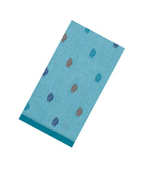 Turquoise Handloom Bengal Cotton Saree With Annam Motifs-BG1828