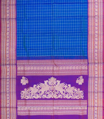 Blue Handloom Kanchipuram Silk Saree With Silk Checks-KA15655