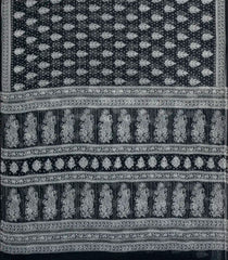 Black Printed Jaipur Cotton Saree With Floral Motifs-JC1476