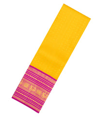 Mango Yellow Handloom Korvai Silk Pavadai & Pink Dhavani-PM2082