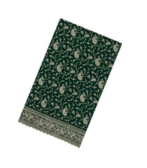 Dark Green Woven Synthetic Blended Saree With Embroidered Motifs-EN2037